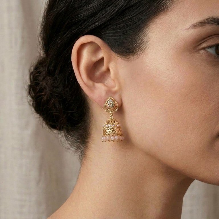 Gold Blush Pink Jhumkis