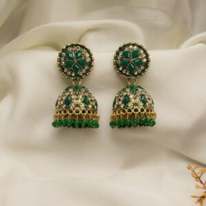 Emerald Bloom Jhumka Earrings