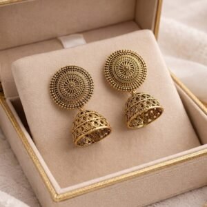 Antique Gold Oxidized Mandala Jhumkis
