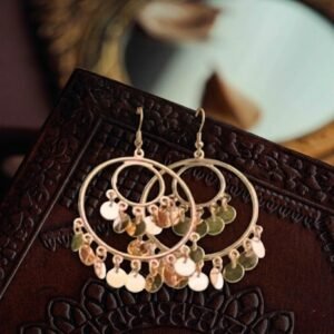 Rose Gold Coin Chandelier Earrings