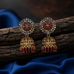 Maroon Antique Jhumka Earrings