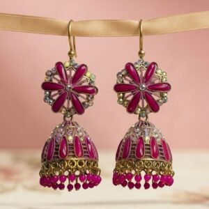 Blossom Pink Jhumka Earrings