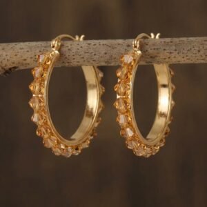 Amber Crystal Golden Hoop Earrings