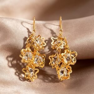 Golden Flora Crystal Chandelier Earrings