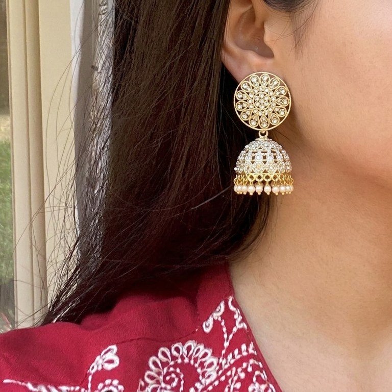 Ivory Pearl Filigree Jhumka Earrings